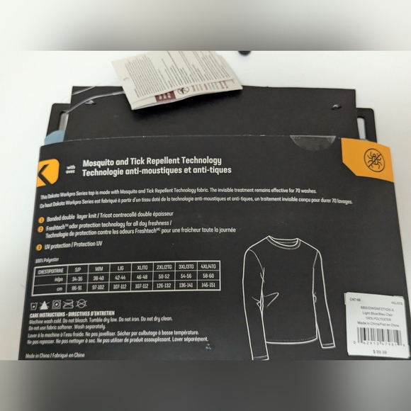 Dakota WorkPro Tick & Mosquito Repellent Long Sleeve Crewneck Work Shirt 4x 5x - Picture 14 of 15